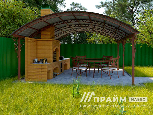 Навес из профнастила для зоны барбекю №12 - фото 798